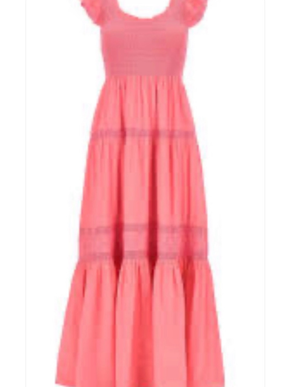 LoveShackFancy Coral Pink Tiered Maxi Dress